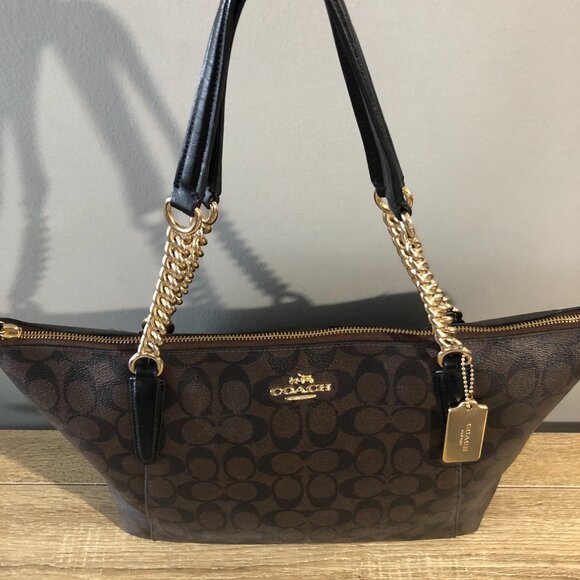 Coach Ava Chain in Signature Brown Black Shoulder Tote Bag MSRP $395 - Picture 7 of 15